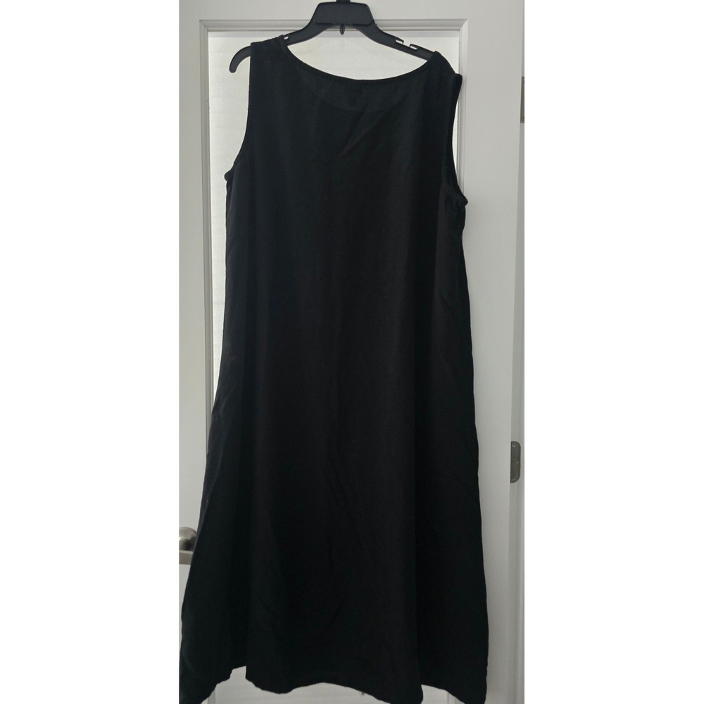 Eileen Fisher Black Viscose Wool Textured Knit Sleeveless Shift Dress 2X USA